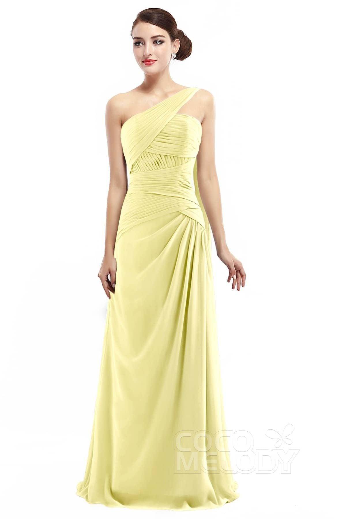 Sheath Floor Length Chiffon Bridesmaid Dress COZF14021 - COCOMELODY